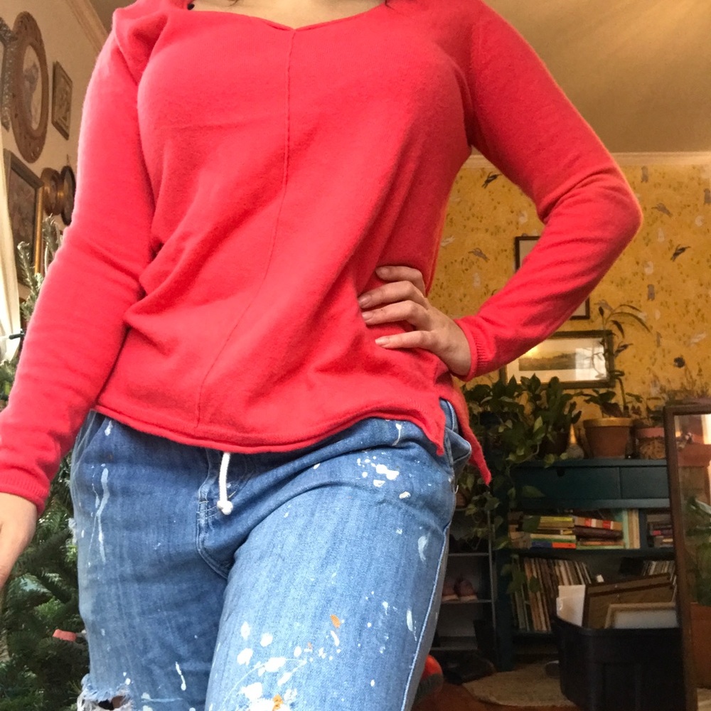 Super soft coral J crew tunic sweater